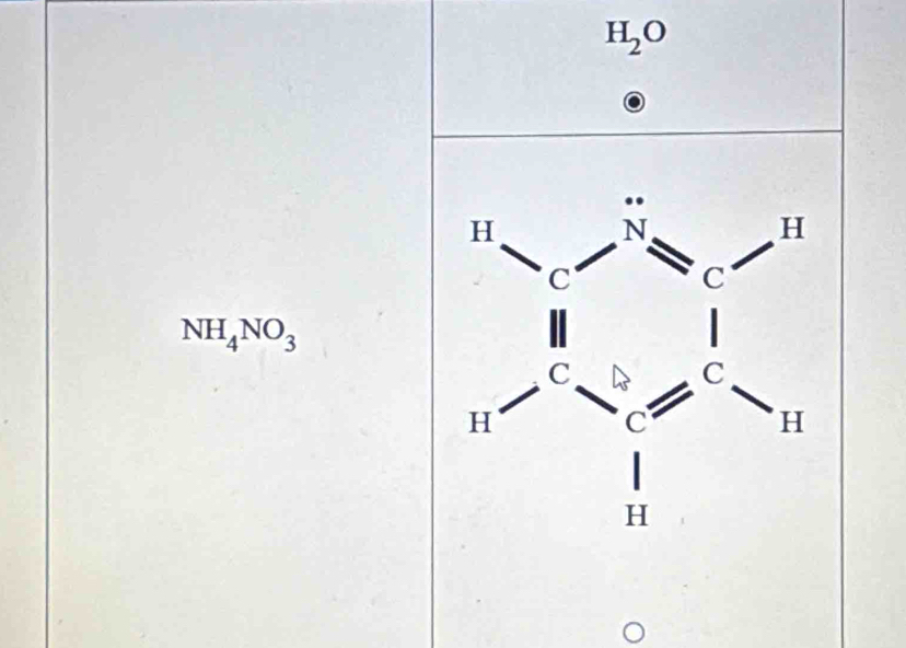 H_2O
NH_4NO_3