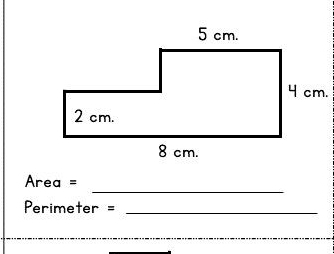 4 cm. 
_
Area =
Perimeter =_ 