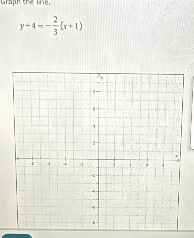 Graph the line.
y+4=- 2/3 (x+1)