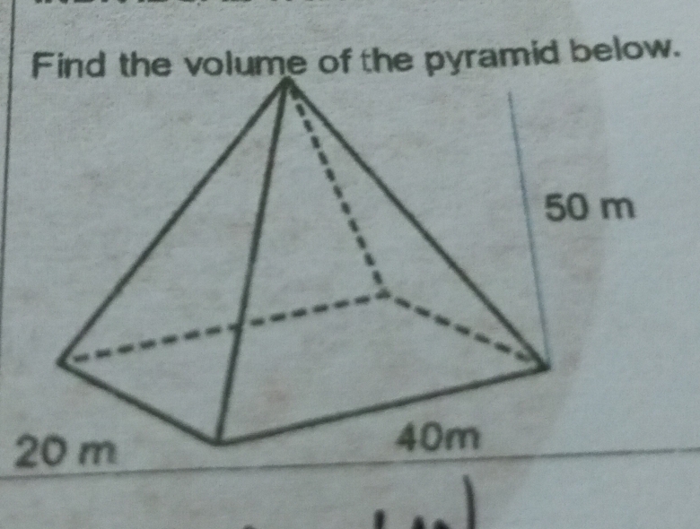 Find the volume of the pyramid below.