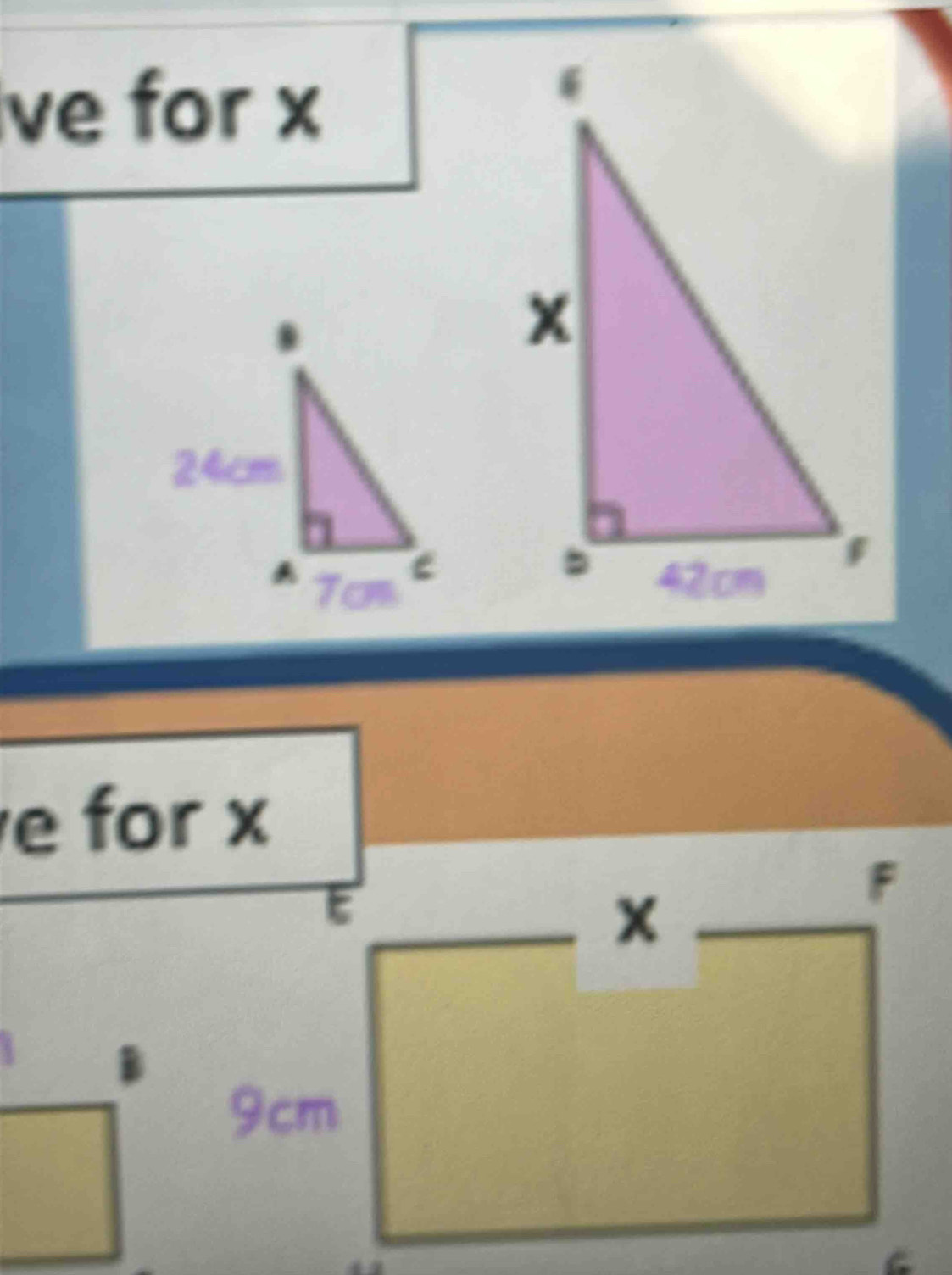 ve for x
e for x