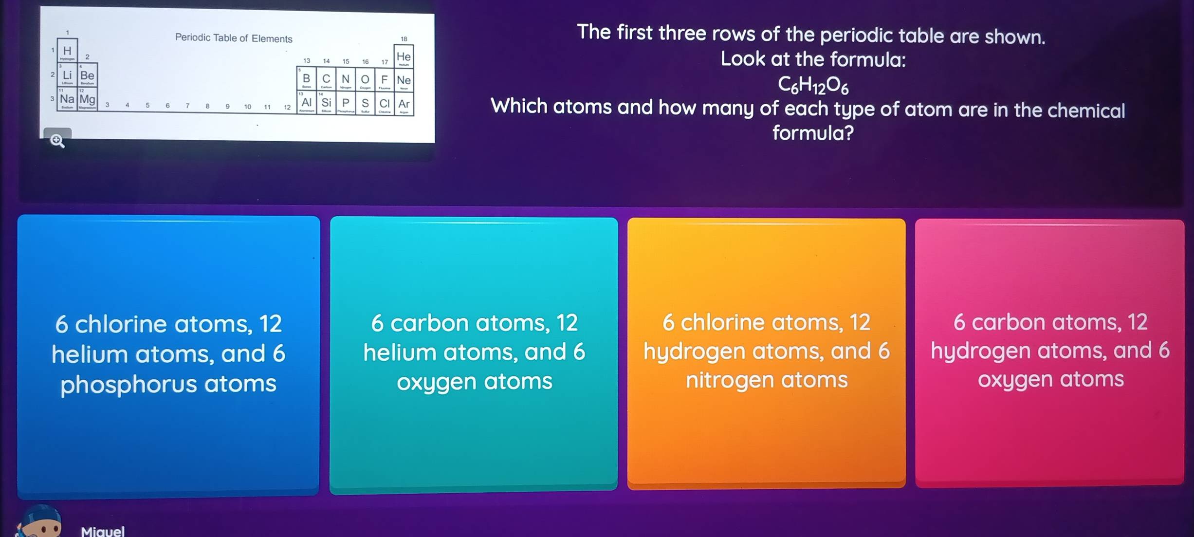 Solved: Periodic Table of Elements The first three rows of the periodic ...