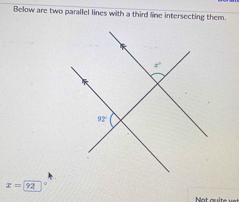 Resolvido:Below are two parallel lines with a third line intersecting ...