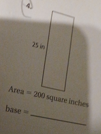 Area square inches
_
base = =