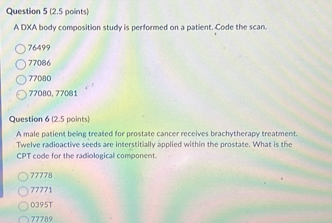 Solved: (2.5 points) A DXA body composition study is performed on a ...
