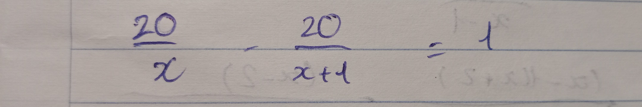  20/x - 20/x+1 =1