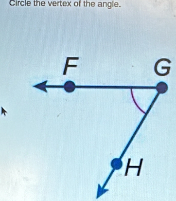 Circle the vertex of the angle.