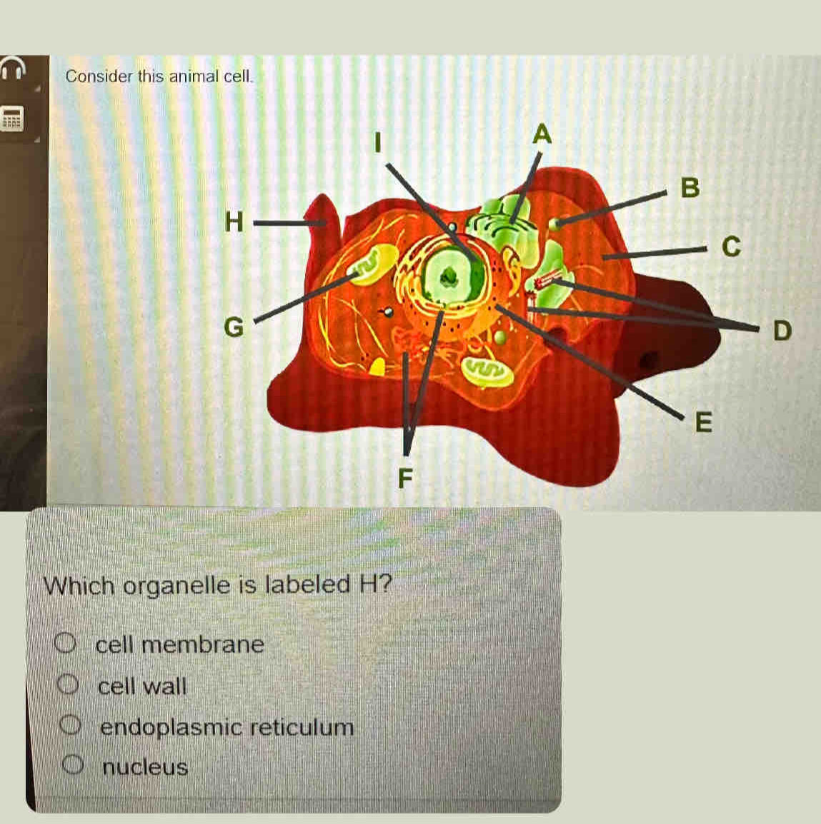 Solved: a Consider this animal cell. Which organelle is labeled H? cell ...