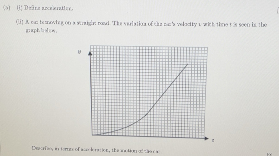 Solved: Define acceleration. (ii) A car is moving on a straight road ...