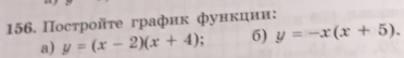 Постройτе график фунκцин:
a) y=(x-2)(x+4) : 6) y=-x(x+5).