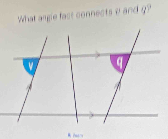 What angle fact connectsv and q? 
Foom