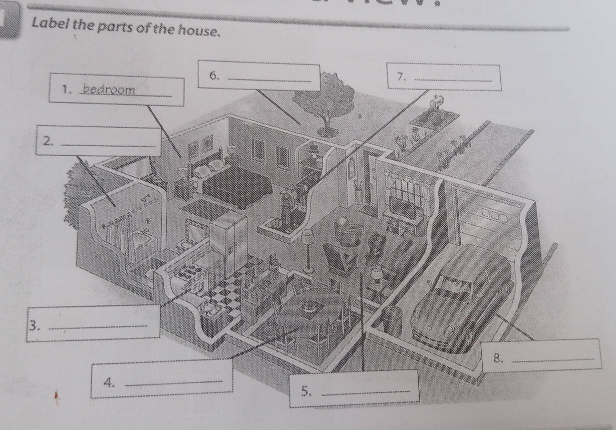 Label the parts of the house.