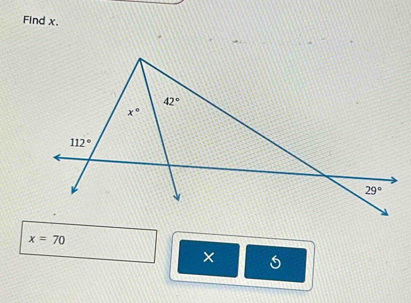 Find x.
x=70
X