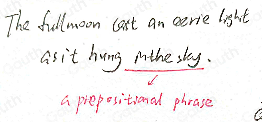 Solved: Read this sentence. The full moon cast an eerie light as it ...