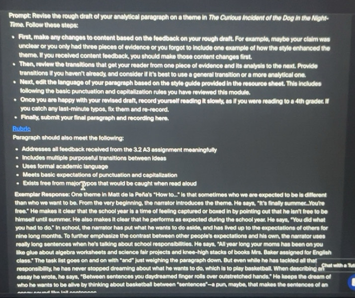 Solved: Prompt: Revise the rough draft of your analytical paragraph on ...