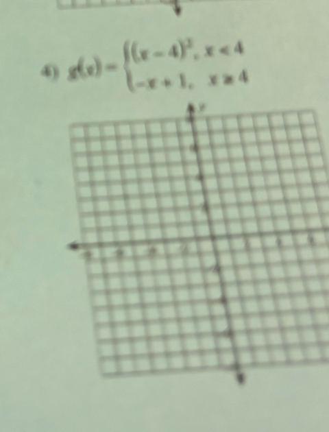 g(x)=beginarrayl (x-4)^2,x<4 -x+1,x≥ 4endarray.