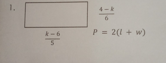  (4-k)/6 
P=2(l+w)