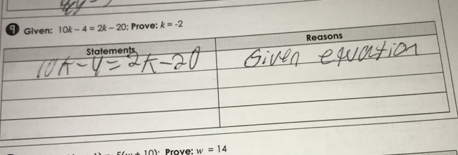 10) Prove: w=14