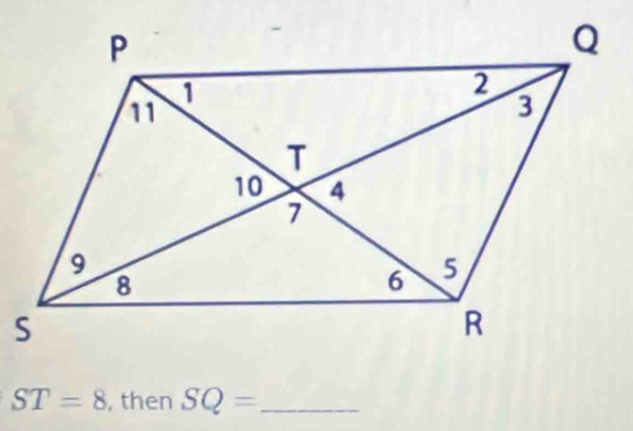 ST=8 , then SQ= _