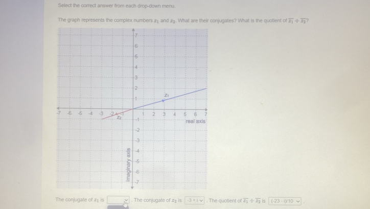 Solved: Select the correct answer from each drop-down menu. The graph ...