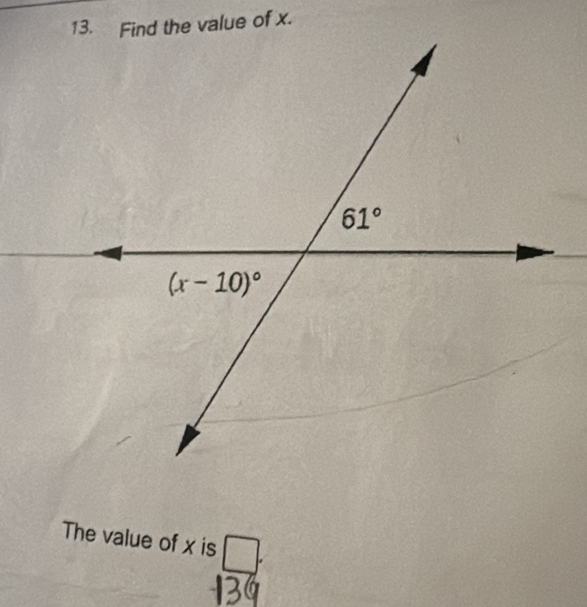 The value of x is □ .