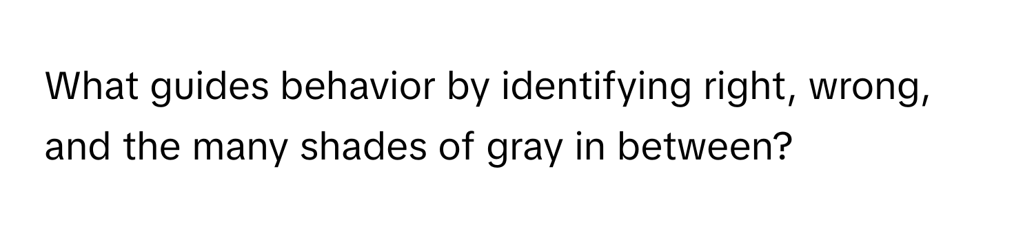 What guides behavior by identifying right, wrong, and the many shades of gray in between?