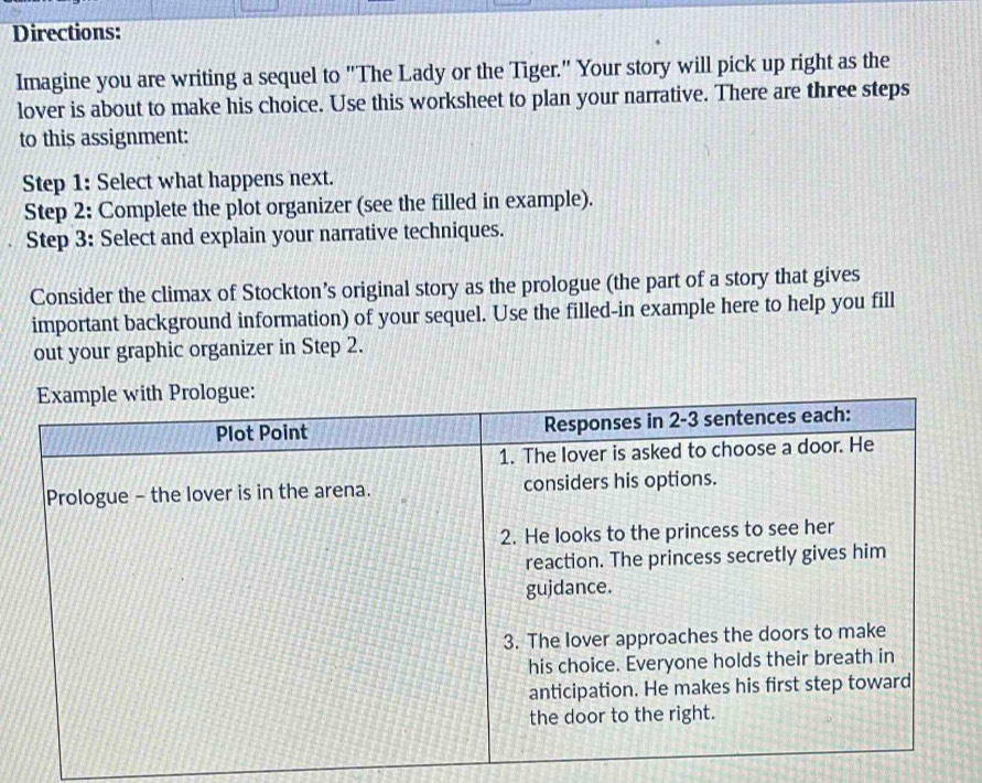 Solved: Directions: Imagine you are writing a sequel to 