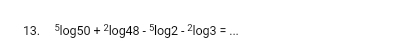 ^5log 50+^2log 48-^5log 2-^2log 3= _