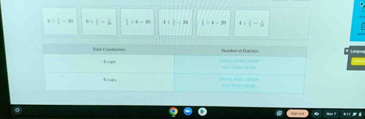 for
6/  1/5 =30 6/  1/5 = 1/30   1/5 / 6=30 4/  1/5 =20  1/5 / 4=20 4/  1/5 = 1/20 
gloss
Languag
ENOLIS
Sign out Nov 7