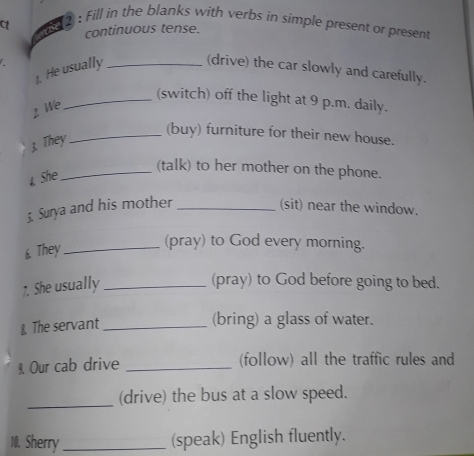 Solved: cf ose 2; Fill in the blanks with verbs in simple present or ...