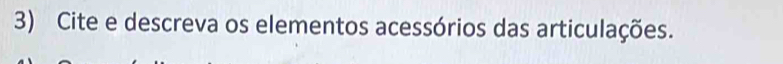 Cite e descreva os elementos acessórios das articulações.