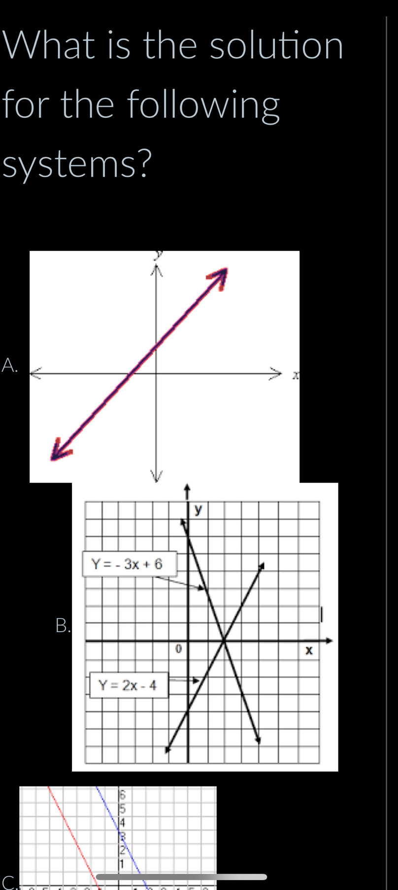 What is the solution
for the following
systems?
A