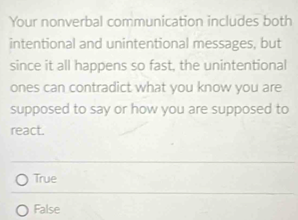 Solved: Your nonverbal communication includes both intentional and ...