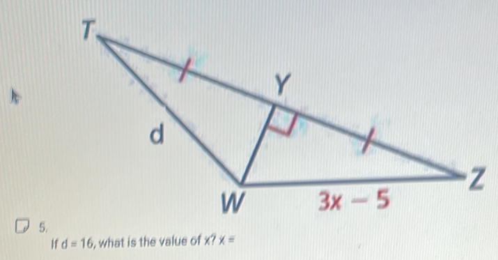 If d=16 , what is the value of x? x=