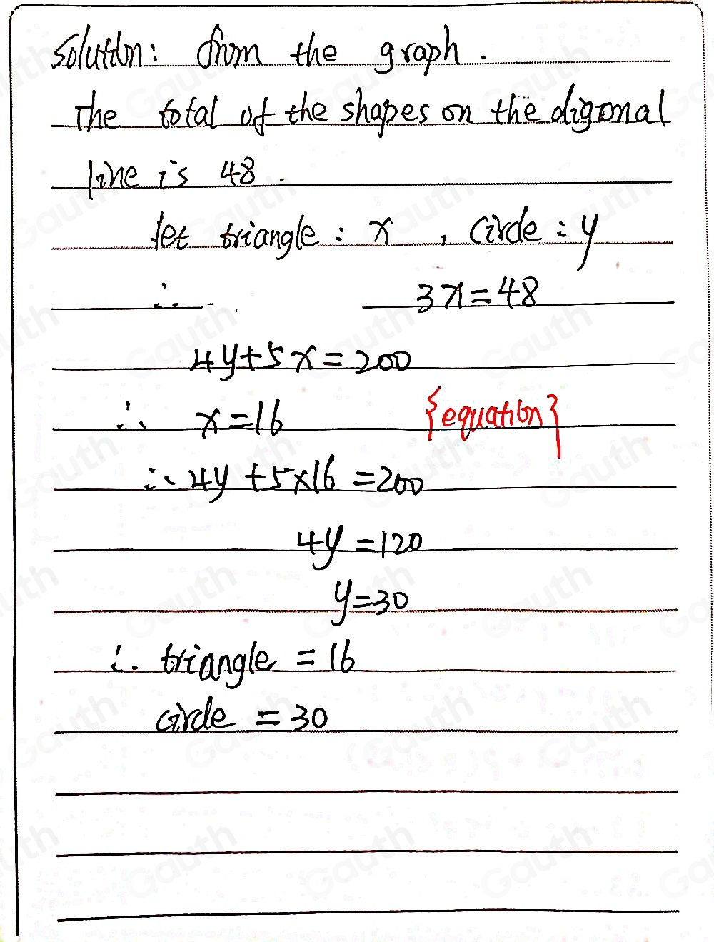 Solved: Each shape stands for a number. The total of the shapes on the ...