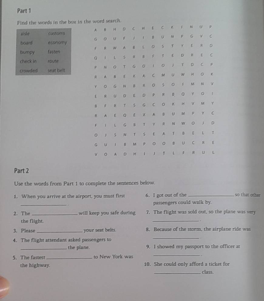 Gelöst:Find the words in the box in Part 2 Use the words from Part 1 to ...