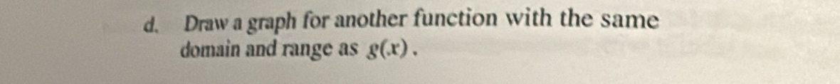 Draw a graph for another function with the same 
domain and range as g(x).