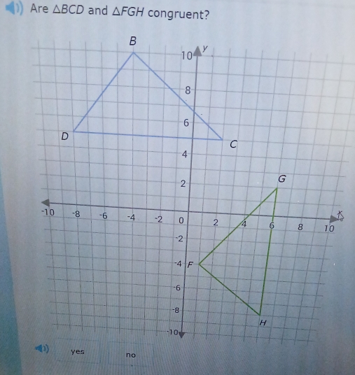 Are △ BCD and △ FGH congruent?