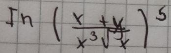 ln ( ((x+y)/x^3sqrt(x) )^5