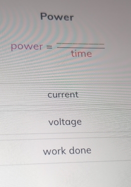 Power
power=frac time
current 
voltage 
work done