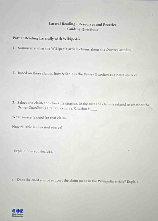 Solved: Lateral Reading - Resources and Practice Guiding Questions Part ...