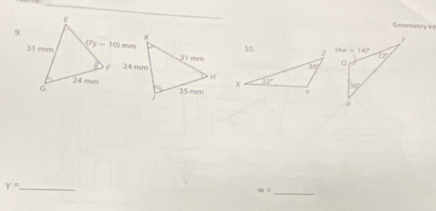 Geometry k
y= _
W= _