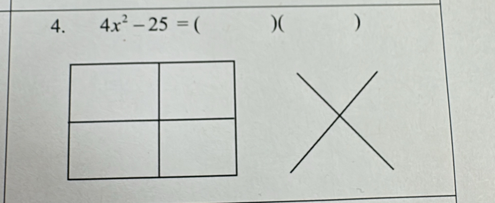 4x^2-25= ( )( )