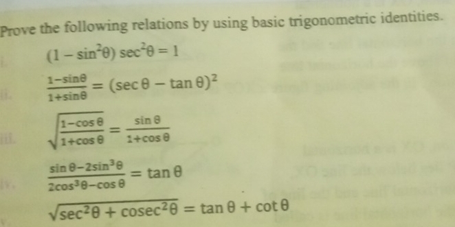 Solved: Prove the following relations by using basic trigonometric ...