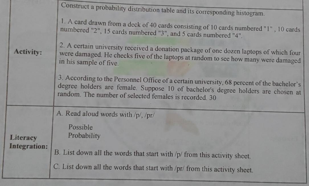 Solved: Construct a probability distribution table and its ...