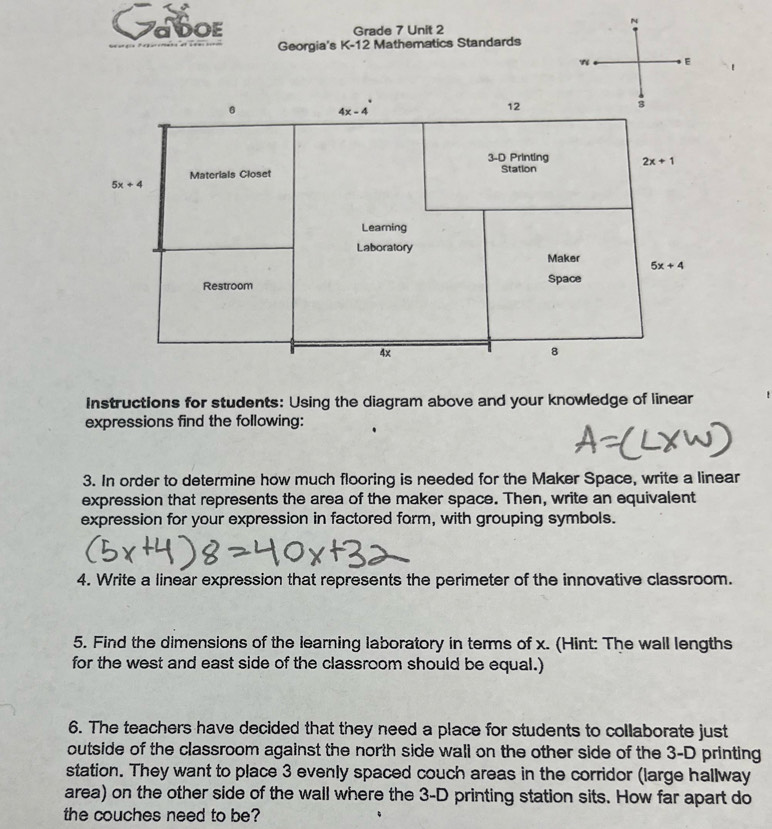 Solved: Gadoe Grade 7 Unit 2 Georgia's K-12 Mathematics Standards E 6 ...