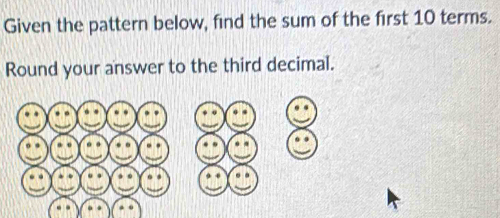 Given the pattern below, find the sum of the first 10 terms. 
Round your answer to the third decimal.