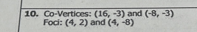 Co-Vertices: (16,-3) and (-8,-3)
Foci: (4,2) and (4,-8)