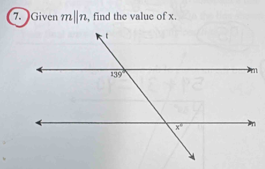 Given m||n , find the value of x.