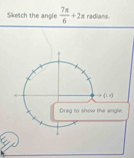 Sketch the angle  7π /6 +2π radians.